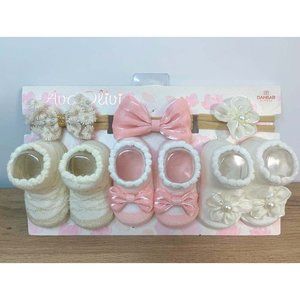 BABY GIRLS SOCKS AND HEADBANDS GIFT SET AGE 0-3 MONTHS Newborn Baby Girls Socks